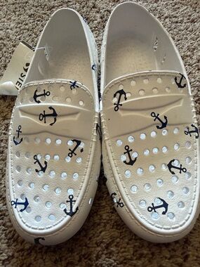 Floafers White Anchor- Sailor Print Slip-On Shoes